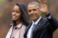 Barack Obama and his daughter Malia at the White House in Washington D.C.