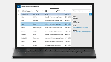 UWP Customer Order Database sample