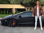 Cristiano Ronaldo is pictured next to the Lamborghini which had to be towed from a ski resort