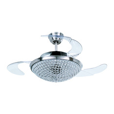 ParrotUncle - Crystal Chrome LED Ceiling Fan With Acrylic Blades - Ceiling Fans