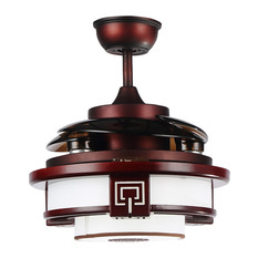 Parrotuncle - Quaint Rosewood LED Ceiling Fan, Foldable Blades, Chrome, 42.5" - Ceiling Fans