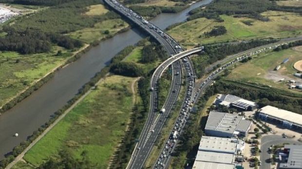 Heavy traffic on the Gateway Motorway northbound.