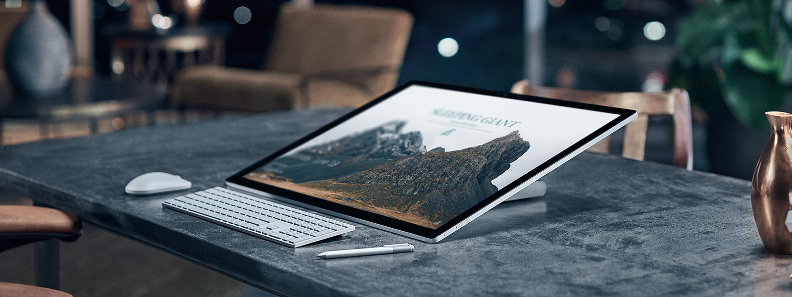 Surface Studio on desk in studio mode