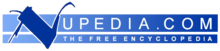 Logo reading "Nupedia.com the free encyclopedia" in blue with large initial "N"