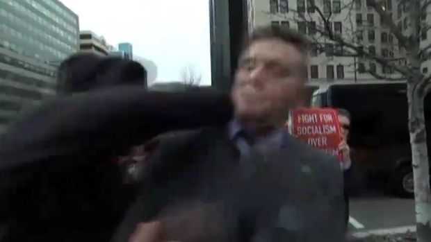 A man attacks Richard Spencer during the ABC's live interview.