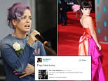 Lily Allen, who claimed she had "only ever been sexually assaulted by white males" during a Twitter row with English Defence League co-founder Tommy Robinson over migrants. 
Allen and Robinson exchanged barbs online after she criticised the use of the word "migrant" in an article about the Turkish nightclub attack, which she said was "racism". 
PRESS ASSOCIATION Photo. Issue date: Tuesday January 3, 2017. 
See PA story SHOWBIZ Allen. Photo credit should read: Daniel Leal-Olivas/PA Wire