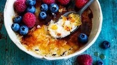 Rachel Khoo take rice pudding from creamy to dreamy with this bruleed version with summer berries.