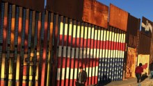 Graffiti on border structure in Tijuana