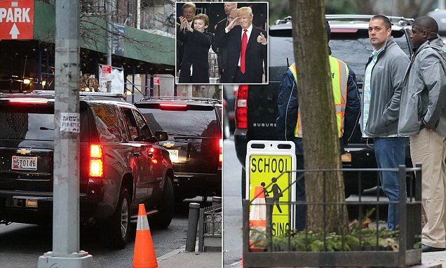 Secret Service use two SUVs for run to Barron Trump school