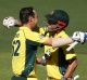 Travis Head is congratulated by teammate David Warner.