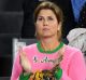 MELBOURNE, AUSTRALIA - JANUARY 26: Mirka Federer watches the semifinal match between Roger Federer of Switzerland and ...