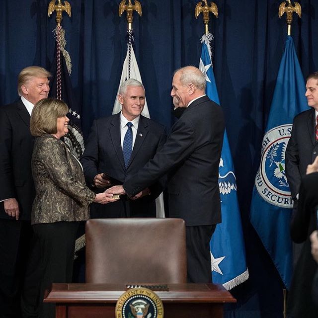 Vice President Pence administering the oath of office to Secretary John F. Kelly. With extraordinary distinction, Secretary Kelly will do an incredible job of keeping America safe!