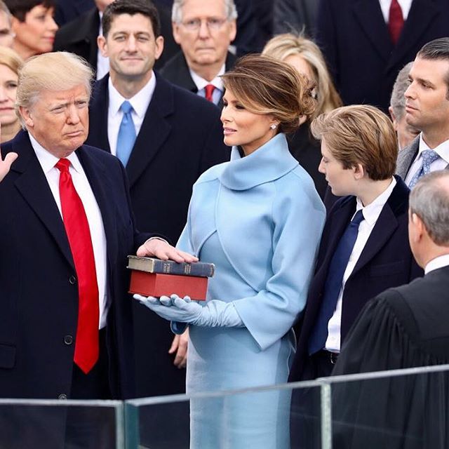 An incredible moment in American history — President Donald J. Trump taking the oath of office.