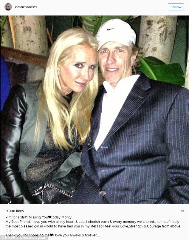 Always in her heart: Kim Richards marked the first anniversary of her ex-husband, Monty Brinson's death with an emotional posting on Instagram