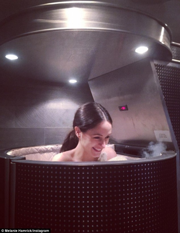 Post-baby regime: Melanie underwent a bizarre Cryotherapy session - just three weeks after giving birth to her baby boy