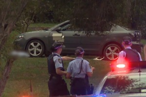 Police at the scene of the fatal incident. 