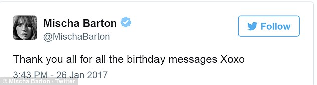 Not so happy birthday: Not long afterwards the Brit, who turned 31 just two days ago, tweeted: 'Thank you all for all the birthday messages Xoxo'