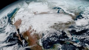 A massive storm system moves across the United States in this image captured aboard GOES-16 on Jan. 15.