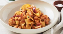 Egg pappardelle with cod, chickpeas and arrabbiata sauce for Barilla campaign for Good Food.