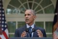 President Barack Obama welcomes the news that the Paris agreement on climate change will take effect in a month as a ...