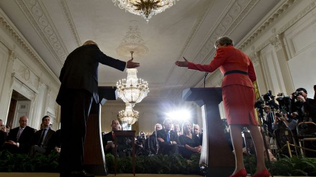 US President Donald Trump, left, and Theresa May, UK prime minister.