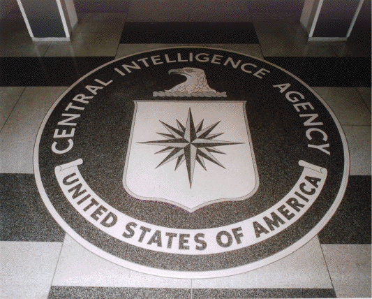 The seal of the U.S. Central Intelligence Agency inlaid in the floor of the main lobby of the Original Headquarters Building. (Wikimedia Commons / Duffman)