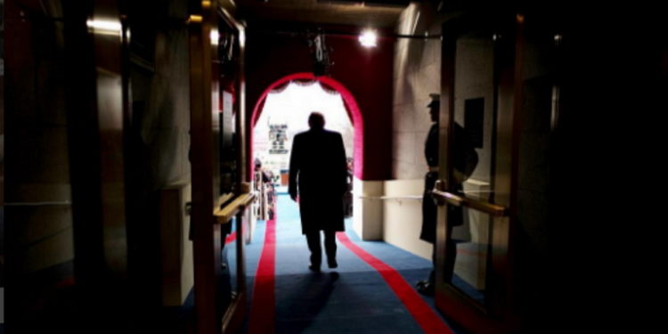 Donald J. Trump walks out to be sworn in as America's 45th President (White House)