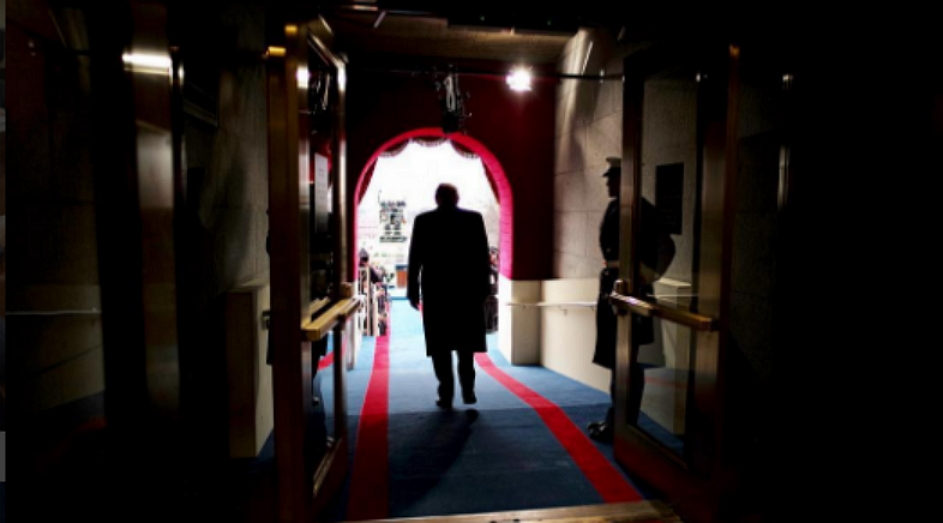 Donald J. Trump walks out to be sworn in as America's 45th President (White House)