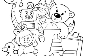 Coloring book heap of toys