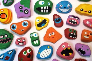 Aaron Zenz painted 1000 rocks with his kids for an art competition and then used them for this brilliant idea.