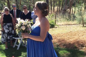 Karla Barry walking down the aisle. 