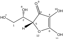 L-ascorbic acid with InChI numbering.svg