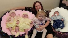 Triplets Raya, Phoebe and Ryan with big sisters Mya and Kayla. 