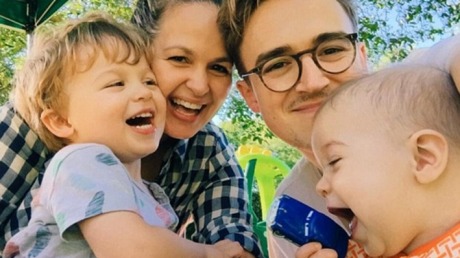 Giovanna with her husband Tom and sons Buddy and Buzz. 