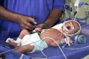 A newborn baby at the Akanksha Clinic, in Anand, India which has now outlawed commercial surrogacy.
