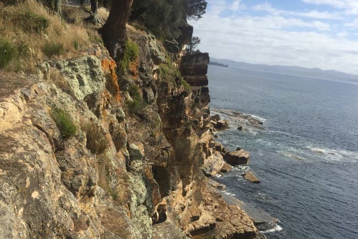 The cliff where the 17 year old fell to her death at Blackmans Bay January 29 2017