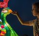 Chloe Allan 7 and Lucas Shi 4 with lanterns on display in Darling Harbour for the Chinese New Year Lantern Festival at ...