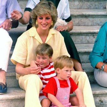 Princess Diana with young Princes William and Harry in 1987