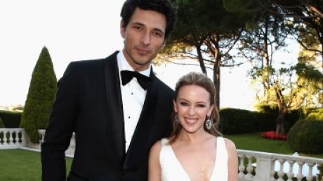 Andres Velencoso and Kylie Minogue at the Cannes Film Festival in 2013.