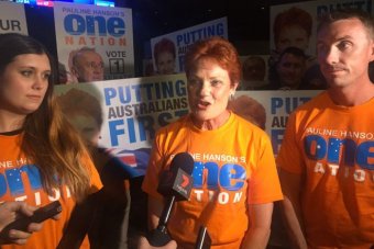 Pauline Hanson and James Ashby on election night