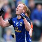 Cavan's Cian Mackey celebrates scoring the first goal of the game