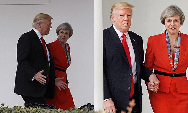 Theresa May held Trump's hand because of his stairs fear