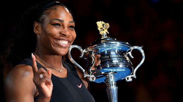 Family first ... Serena Williams after winning the Australian Open women's singles championship.