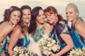 Celeste Barber on her wedding day with her bridesmaids. 