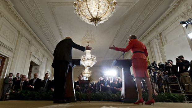 US President Donald Trump, left, and Theresa May, UK prime minister.