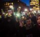 At Washington Square Park in New York, Muslim women shout slogans during a rally against President Donald Trump's order ...