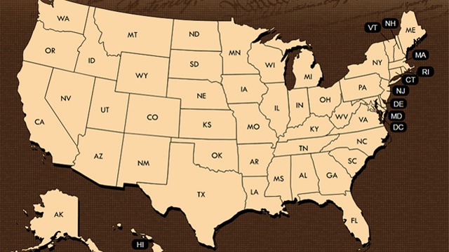 Date: 01/12/2017 Description: Department of State by State Map - State Dept Image