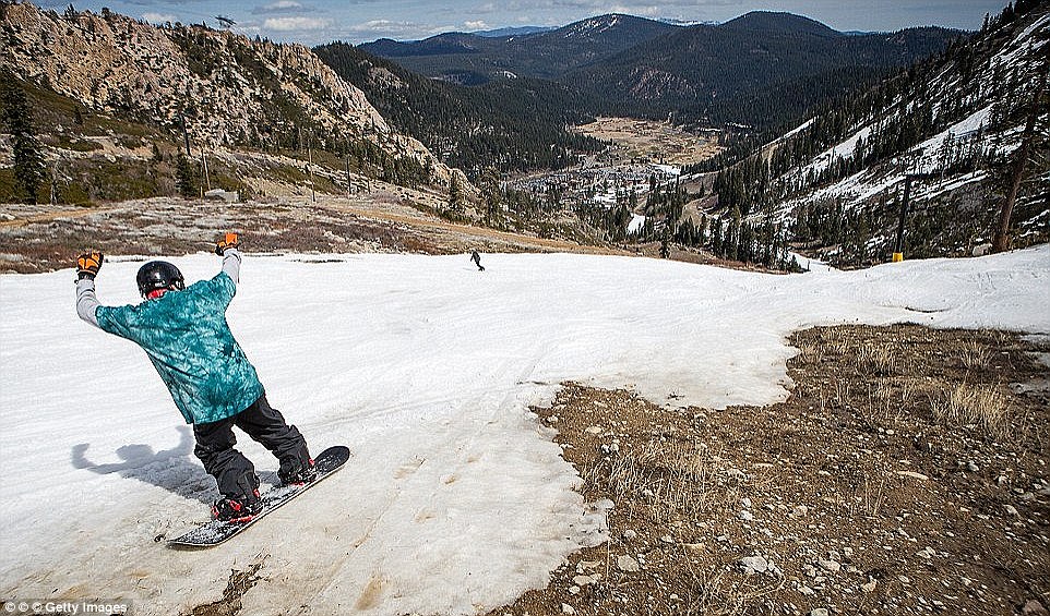 In 2015 skiers and snowboarders were captured threading their way through patches of dirt at California's Squaw Valley Ski Resort in the Olympic Valley