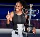 Serena Williams with the cup after beating sister Venus Williams.  Picture Joe Armao