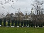 A team of gardeners and construction workers have begun planting an 820ft-long wall of conifers along the western side of Kensington Palace, pictured